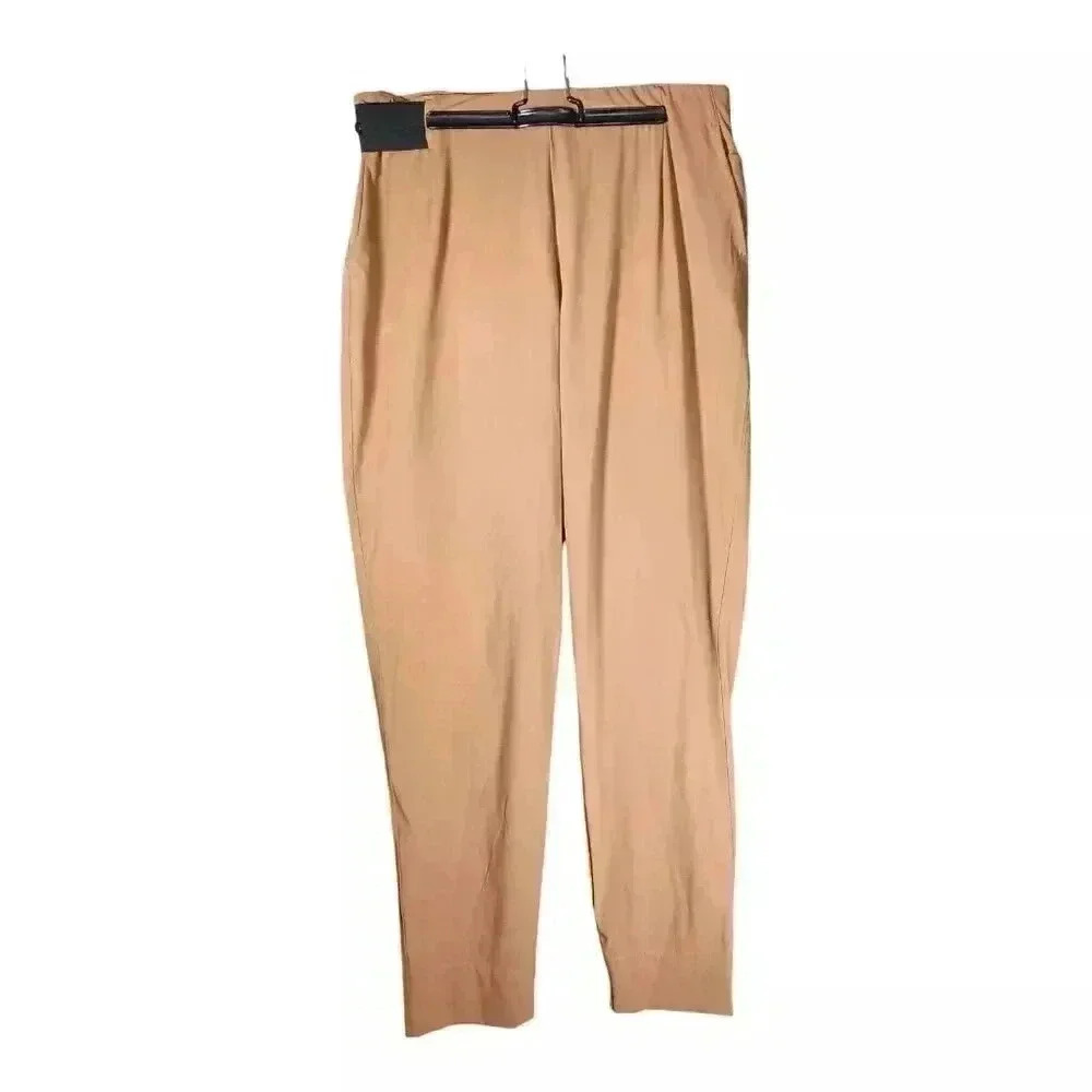 Aday Turn It Up Pants Camel Brown Tapered High Rise Stretch Trousers Women's XL